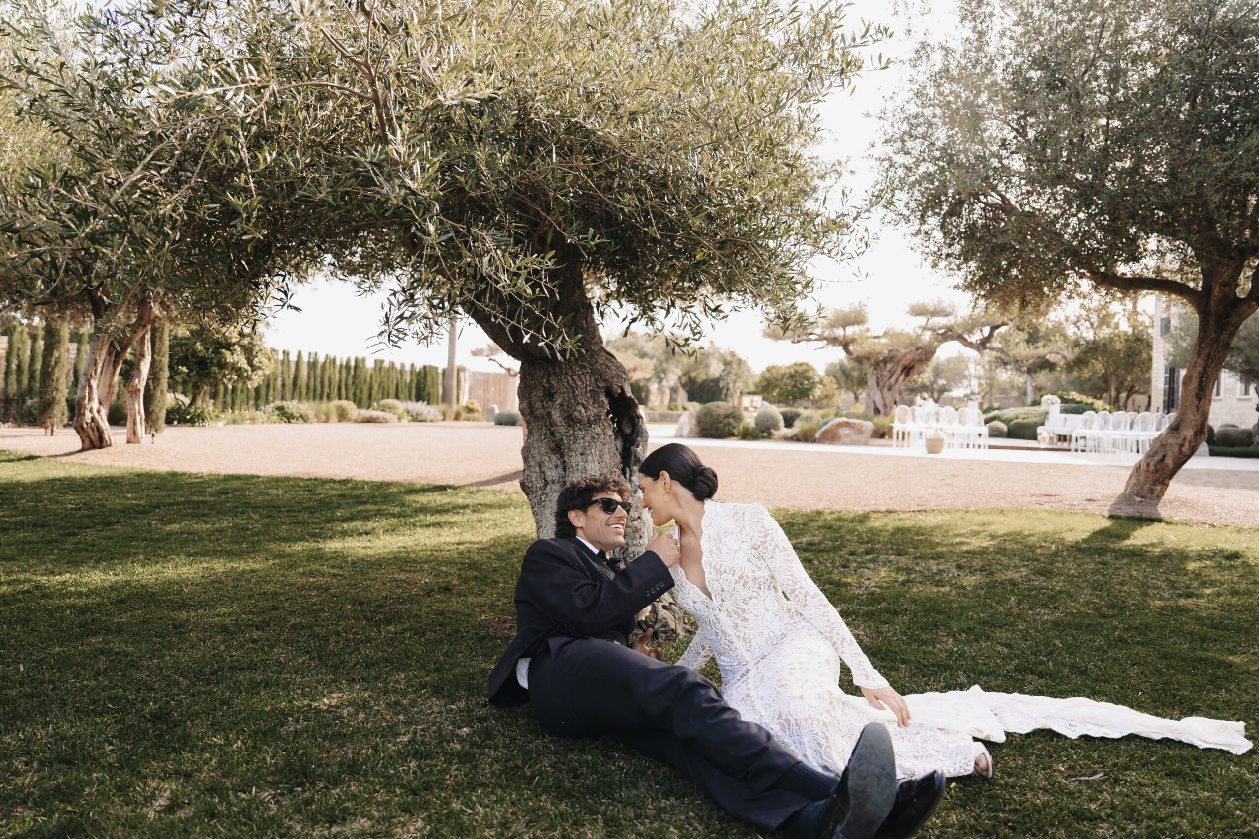 Bride and groom during an elegant luxury destination wedding in Europe